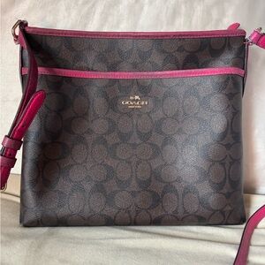Coach Signature Crossbody Bag in Brown and Pink